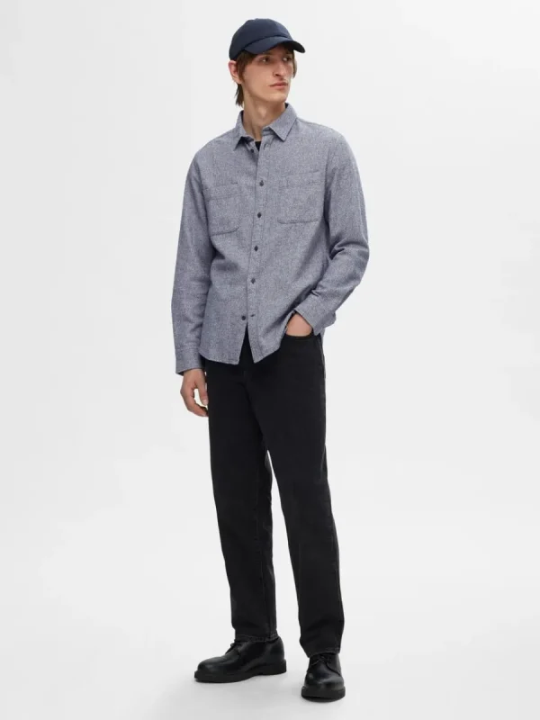 SELECTED 100% BOMULL FLANELLSKJORTA Blue Cheap