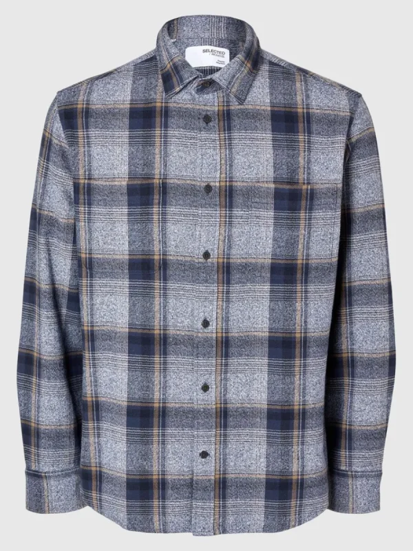 SELECTED 100% BOMULL FLANELLSKJORTA Blue Outlet
