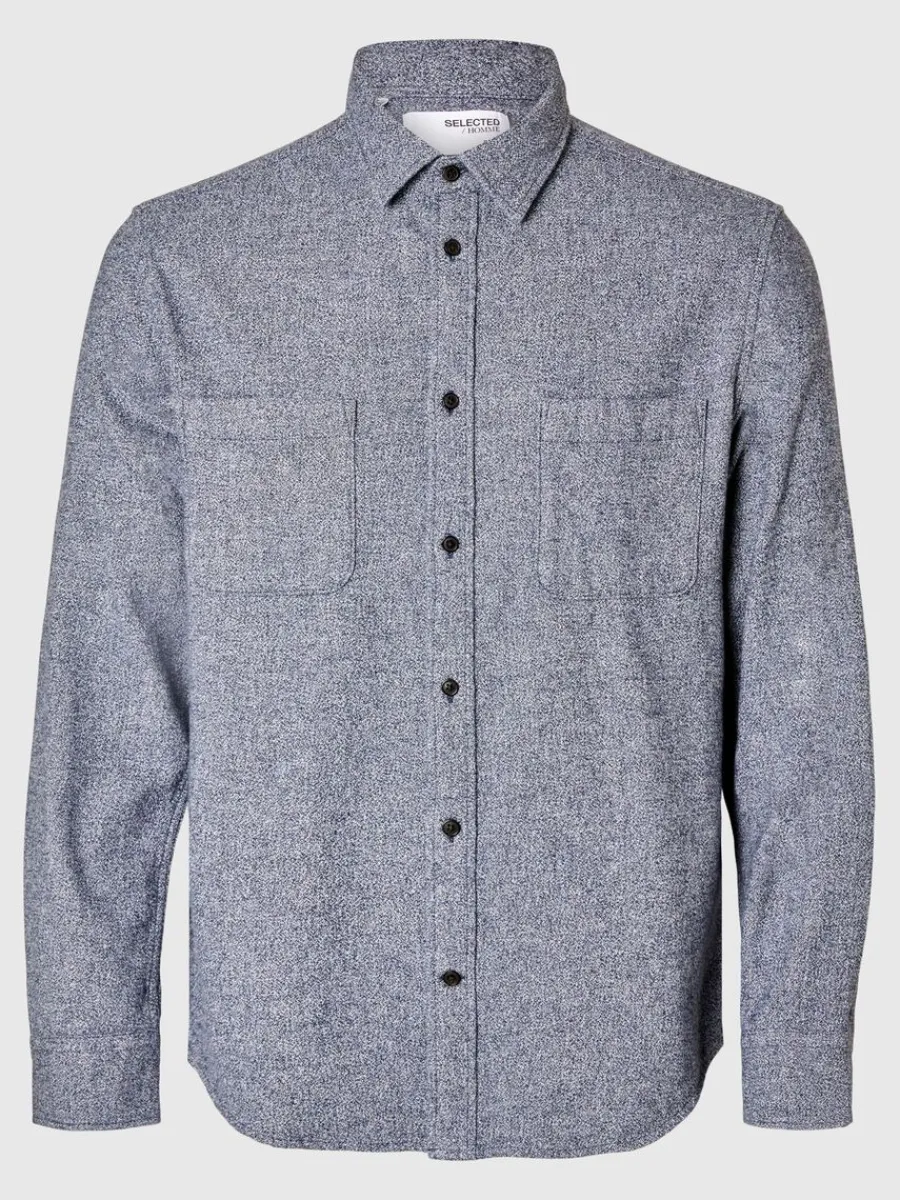 bomull_flanellskjorta_4.webp SELECTED 100% BOMULL FLANELLSKJORTA Blue Cheap