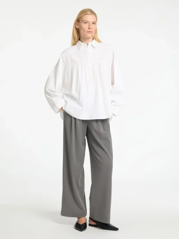 SELECTED 100% BOMULL LÅNGÄRMAD BLUS White Sale