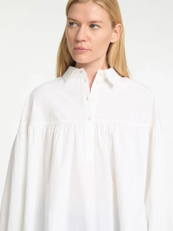 SELECTED 100% BOMULL LÅNGÄRMAD BLUS White Sale