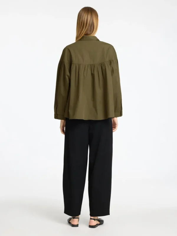 SELECTED 100% BOMULL LÅNGÄRMAD BLUS Green Best Sale