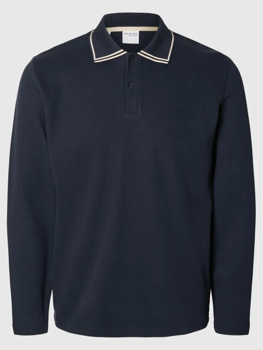 bomull_lngrmad_piktrja_3-1.webp SELECTED 100% BOMULL LÅNGÄRMAD PIKÉTRÖJA Blue Best Sale