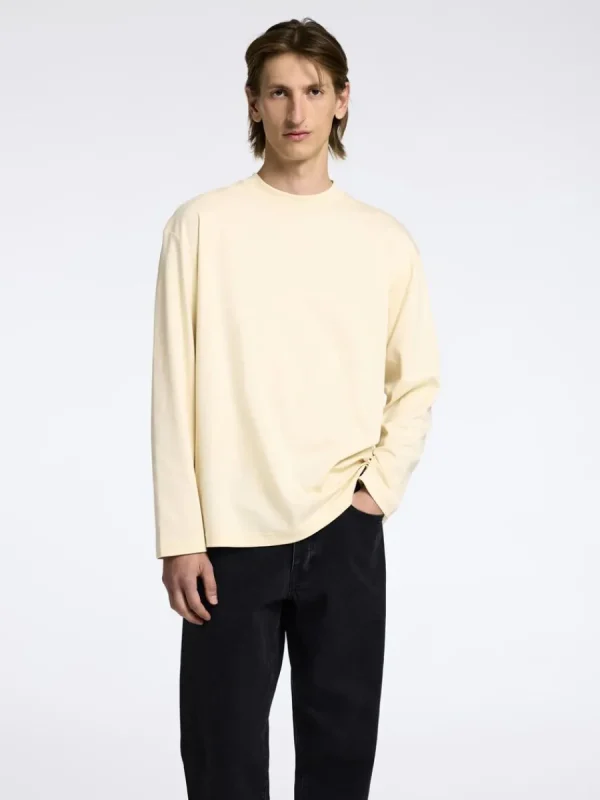 SELECTED 100% BOMULL LÅNGÄRMAD TOPP Beige Store