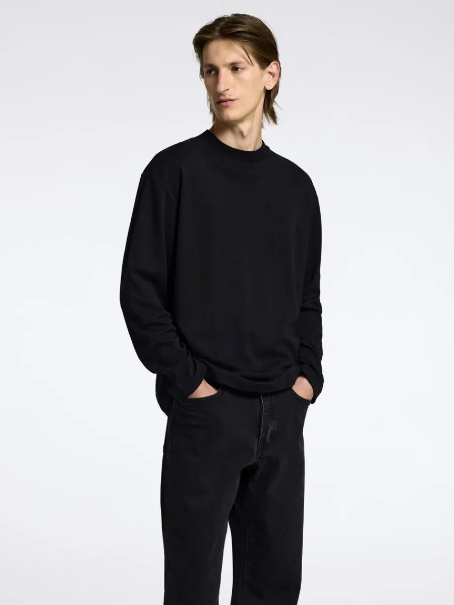 bomull_lngrmad_topp_0.webp SELECTED 100% BOMULL LÅNGÄRMAD TOPP Black Outlet