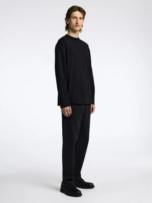 SELECTED 100% BOMULL LÅNGÄRMAD TOPP Black Outlet