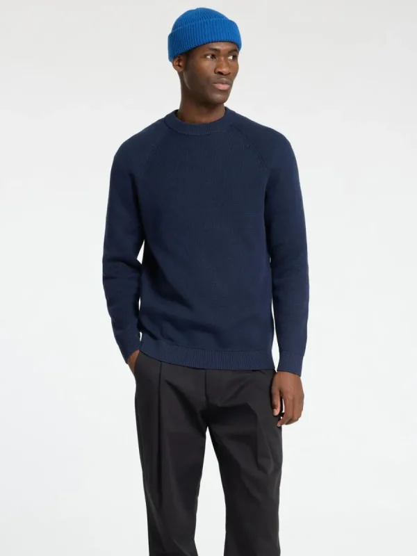 SELECTED 100% BOMULL RUNDRINGAD TRÖJA Blue Shop