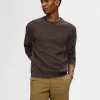 SELECTED 100% BOMULL RUNDRINGAD TRÖJA Brown Cheap
