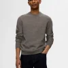 SELECTED 100% BOMULL RUNDRINGAD TRÖJA Grey Cheap