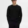 SELECTED 100% BOMULL RUNDRINGAD TRÖJA Black Clearance