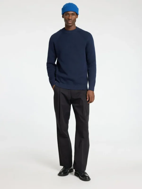 SELECTED 100% BOMULL RUNDRINGAD TRÖJA Blue Shop