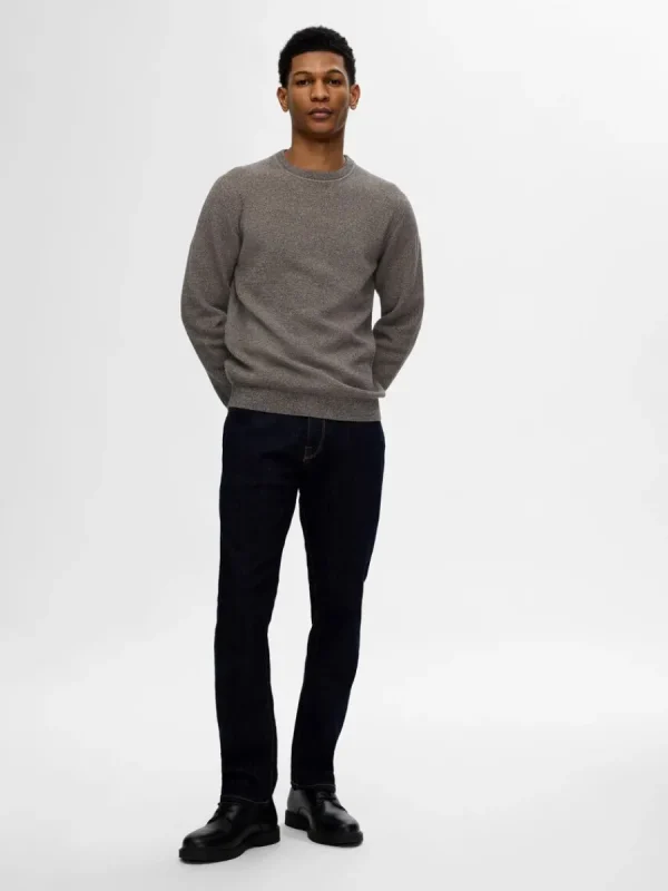 SELECTED 100% BOMULL RUNDRINGAD TRÖJA Grey Cheap