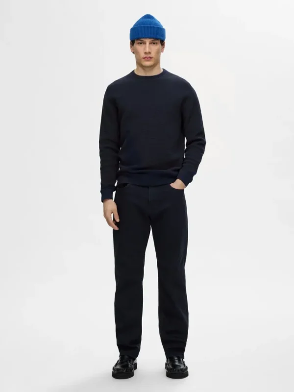 SELECTED 100% BOMULL RUNDRINGAD TRÖJA Blue Store