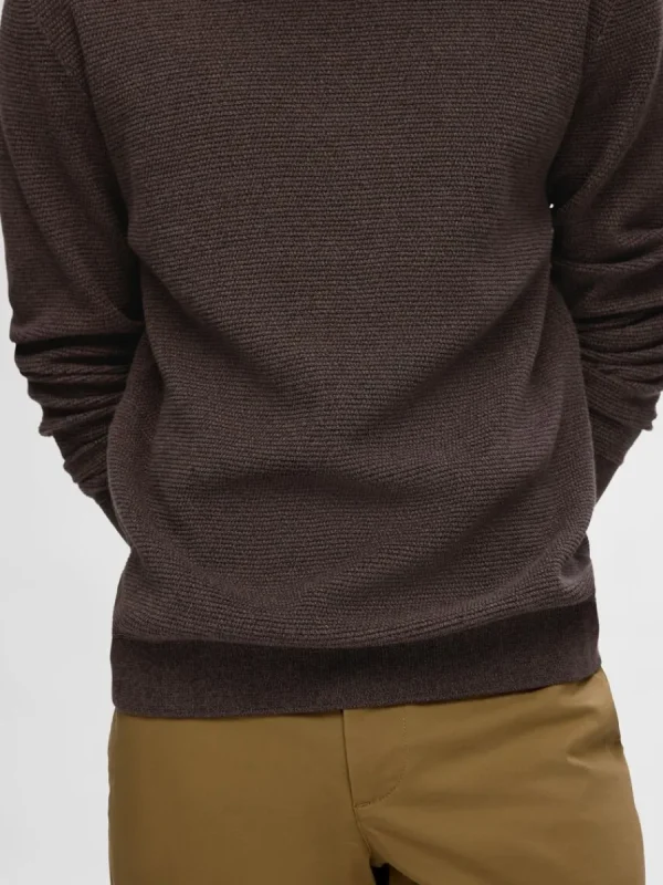 SELECTED 100% BOMULL RUNDRINGAD TRÖJA Brown Cheap