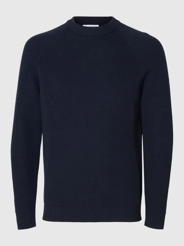 SELECTED 100% BOMULL RUNDRINGAD TRÖJA Blue Shop