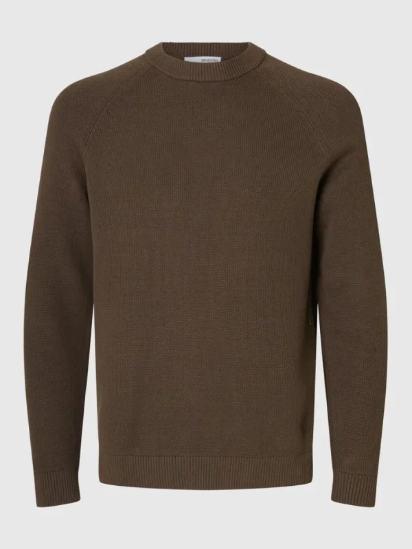 SELECTED 100% BOMULL RUNDRINGAD TRÖJA Brown Cheap