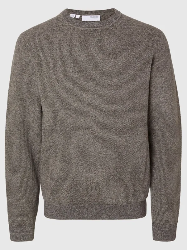 SELECTED 100% BOMULL RUNDRINGAD TRÖJA Grey Cheap