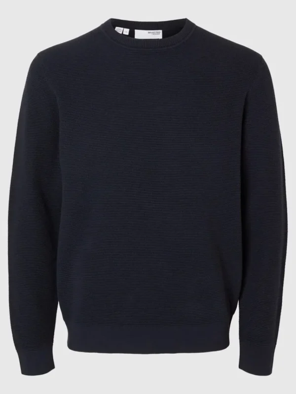 SELECTED 100% BOMULL RUNDRINGAD TRÖJA Blue Store