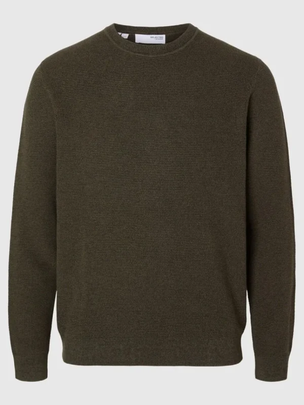 SELECTED 100% BOMULL RUNDRINGAD TRÖJA Green Shop