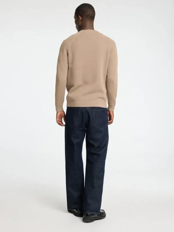 SELECTED 100% BOMULL RUNDRINGAD TRÖJA Beige Sale