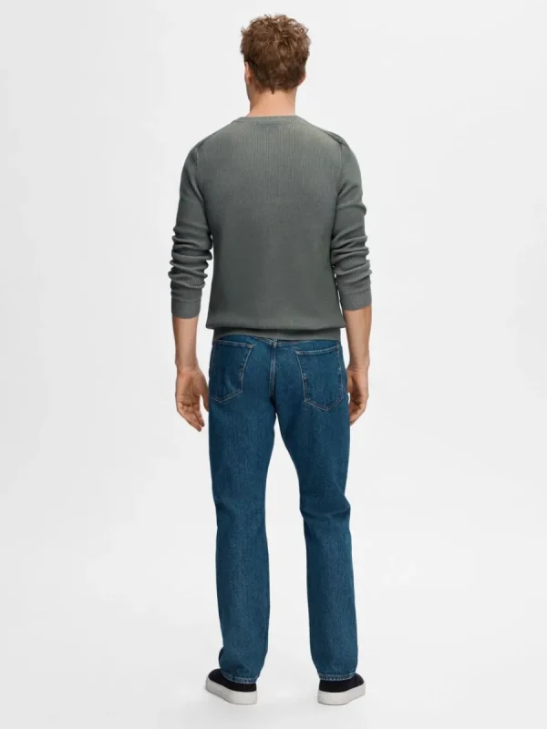 SELECTED BOMULL RUNDRINGAD TRÖJA Blue New