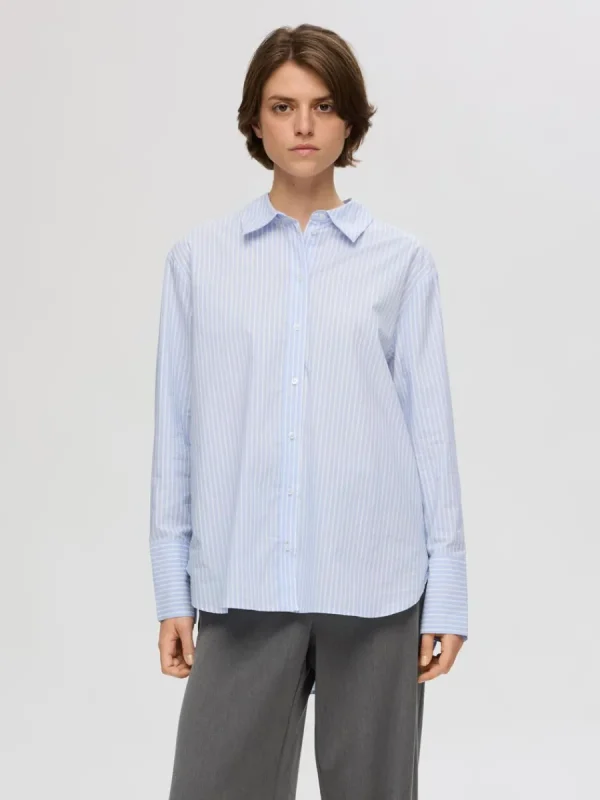 SELECTED 100% BOMULL SKJORTA Blue Discount