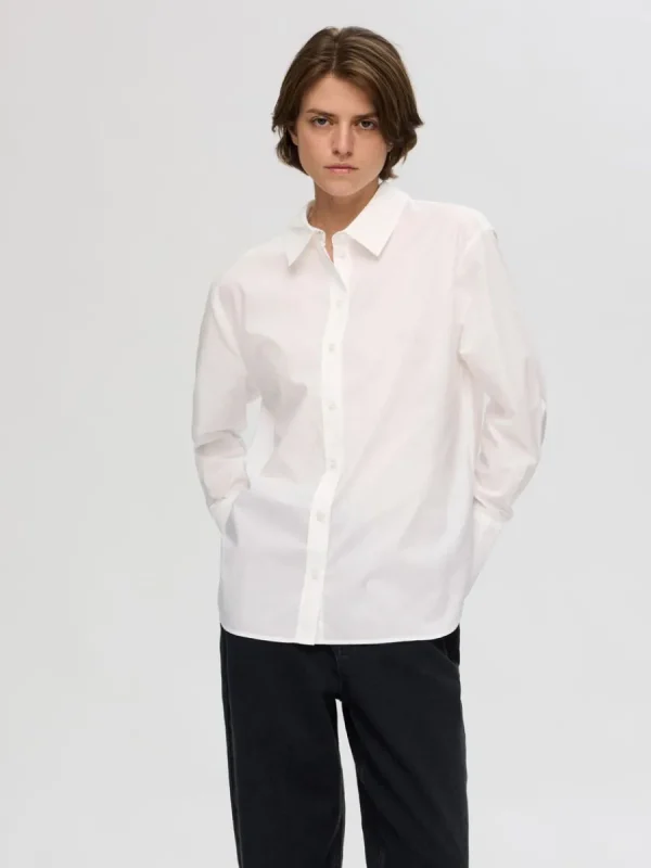 SELECTED 100% BOMULL SKJORTA White Best