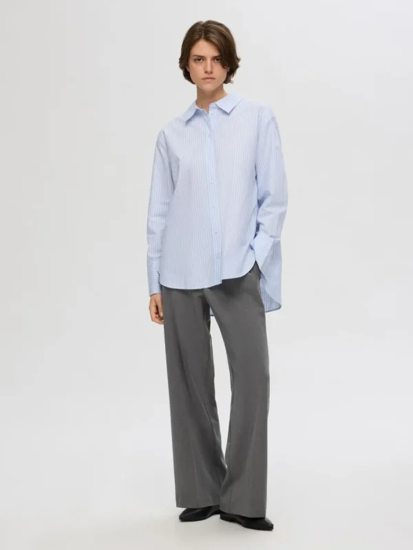 SELECTED 100% BOMULL SKJORTA Blue Discount