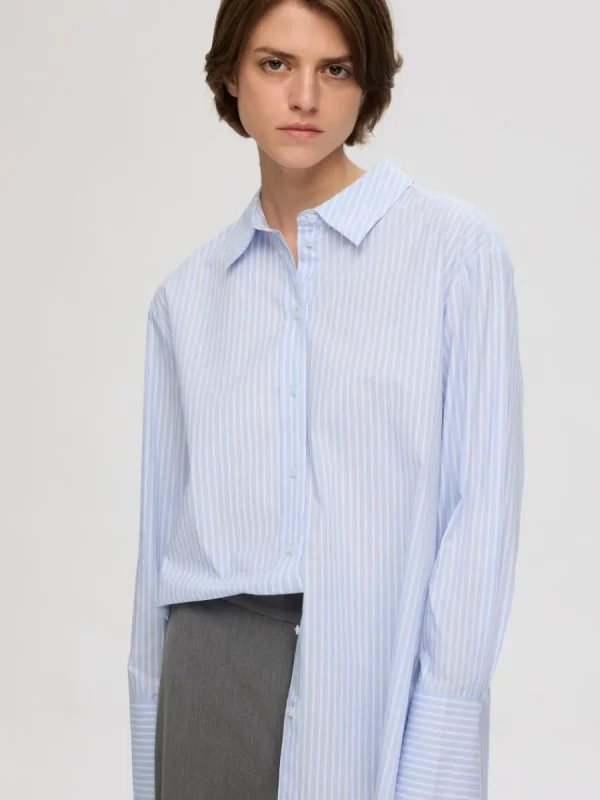 SELECTED 100% BOMULL SKJORTA Blue Discount
