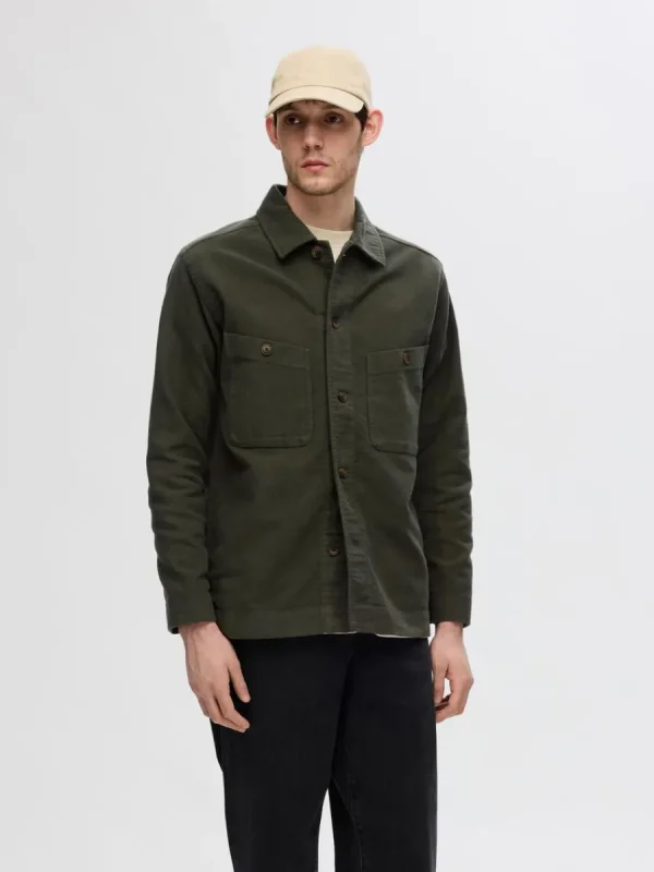 SELECTED 100% BOMULL ÖVERSKJORTA Green Fashion