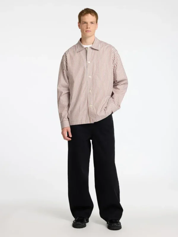 SELECTED 100% BOMULL ÖVERSKJORTA Brown Clearance