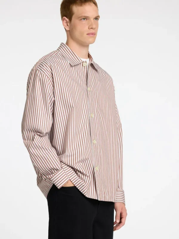 SELECTED 100% BOMULL ÖVERSKJORTA Brown Clearance