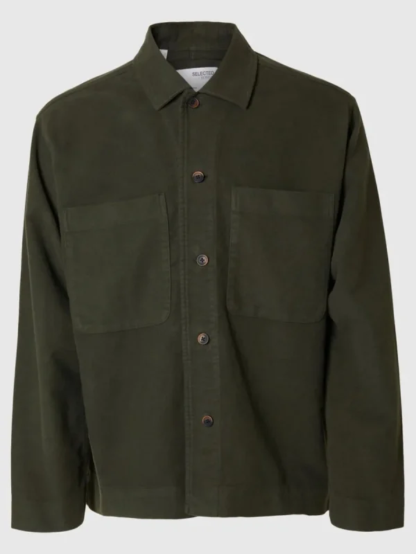 SELECTED 100% BOMULL ÖVERSKJORTA Green Fashion