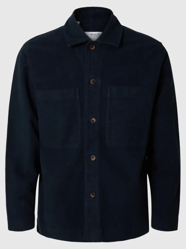 SELECTED 100% BOMULL ÖVERSKJORTA Blue Clearance