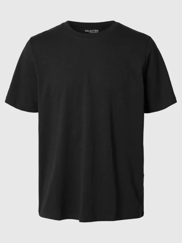 SELECTED BOMULLS-SLUB T-SHIRT Black Online