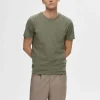 SELECTED BOMULLS-SLUB T-SHIRT Green Clearance
