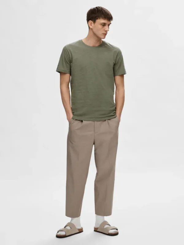 SELECTED BOMULLS-SLUB T-SHIRT Green Clearance