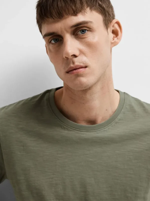 SELECTED BOMULLS-SLUB T-SHIRT Green Clearance