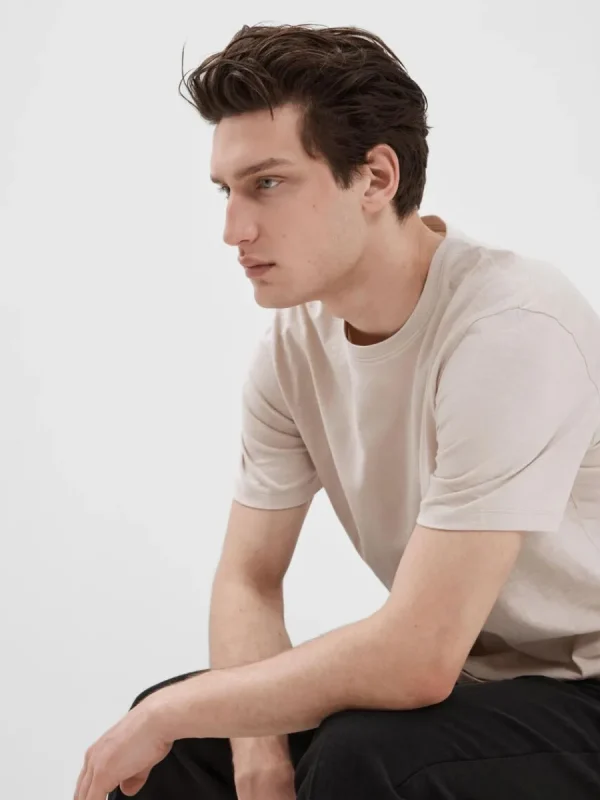 SELECTED BOMULLS-SLUB T-SHIRT Beige Shop
