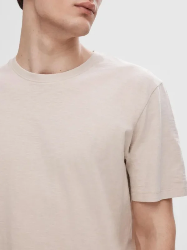 SELECTED BOMULLS-SLUB T-SHIRT Beige Shop
