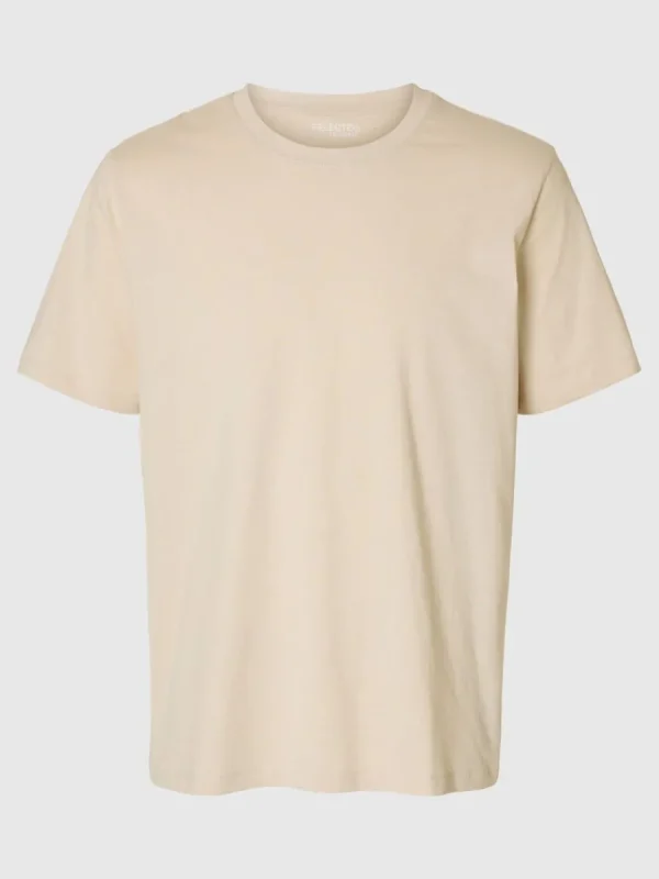 SELECTED BOMULLS-SLUB T-SHIRT Beige Shop