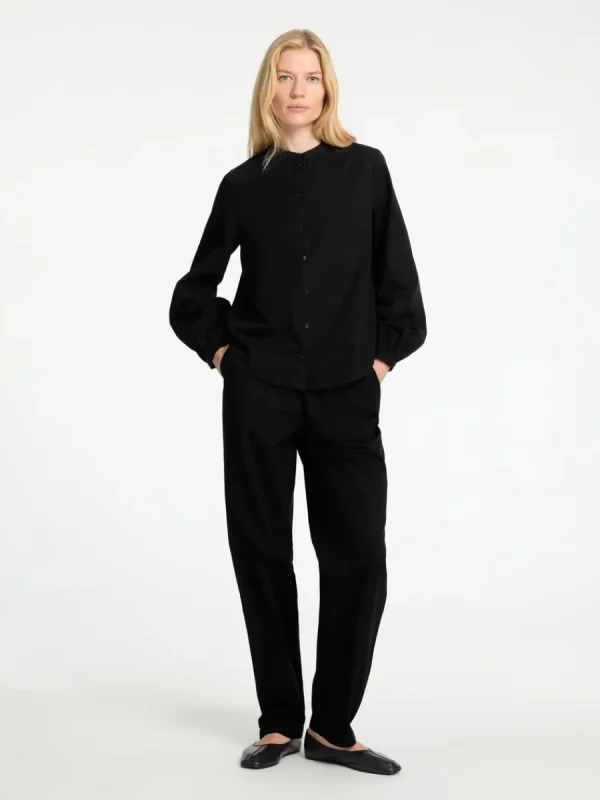 SELECTED BOMULLSSYDD BYXOR MED HÖG MIDJA Black Best Sale