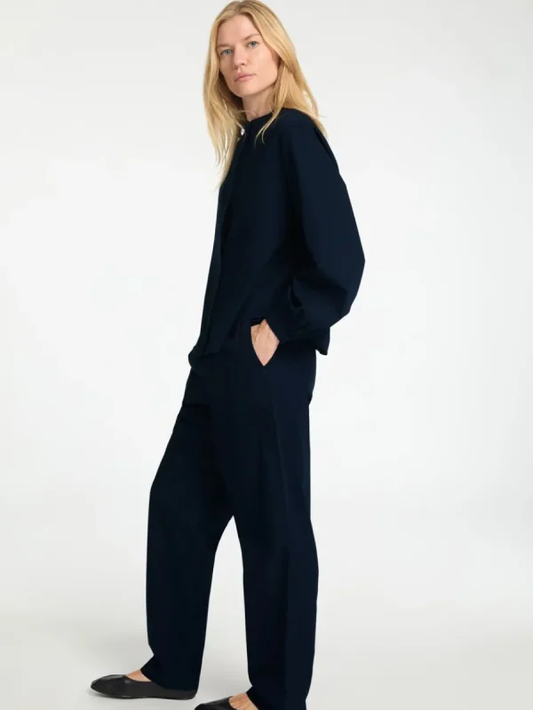 SELECTED BOMULLSSYDD BYXOR MED HÖG MIDJA Blue Discount