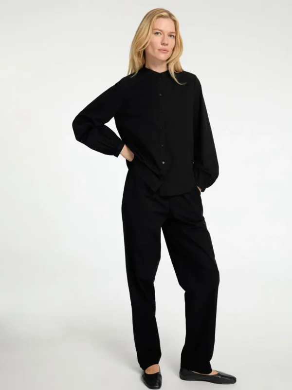 SELECTED BOMULLSSYDD BYXOR MED HÖG MIDJA Black Best Sale