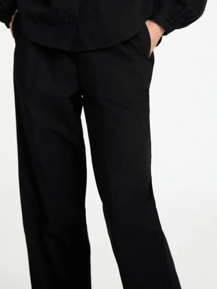bomullssydd_byxor_med_hg__3.webp SELECTED BOMULLSSYDD BYXOR MED HÖG MIDJA Black Best Sale