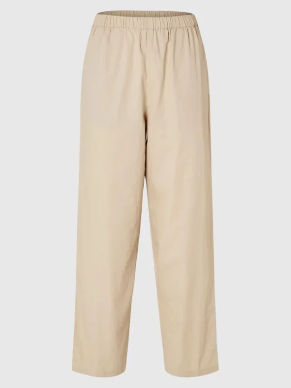 SELECTED BOMULLSSYDD BYXOR MED HÖG MIDJA Beige Fashion