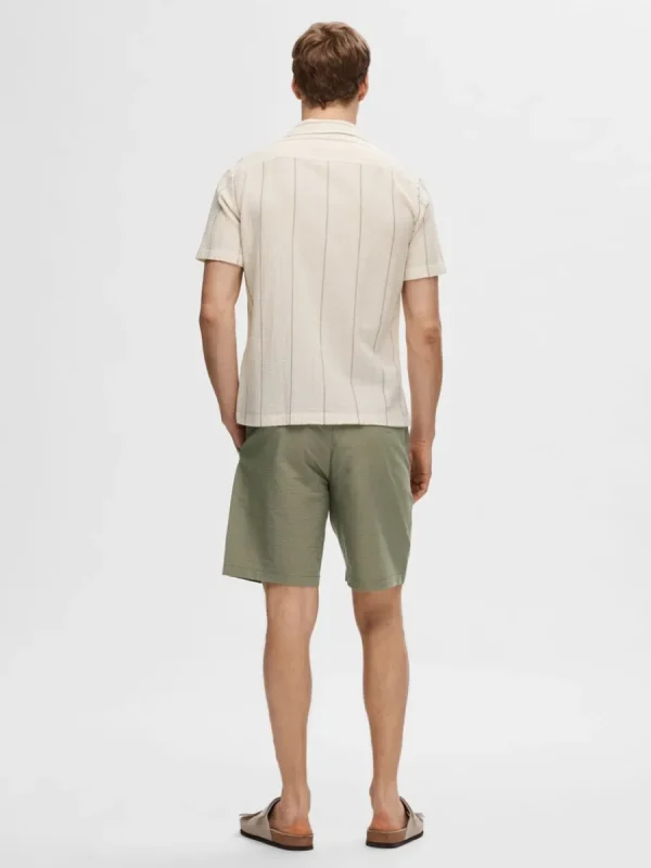 SELECTED BOMULLSSYDD KORTÄRMAD SKJORTA Beige Shop