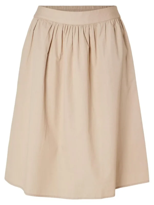 SELECTED BOMULLSSYDD MIDIKJOL Beige Cheap