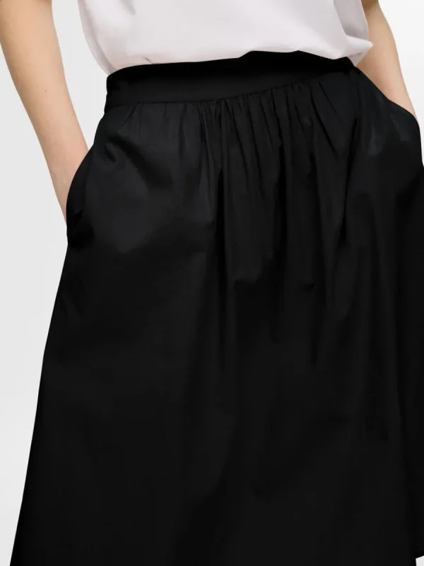 SELECTED BOMULLSSYDD MIDIKJOL Black Sale