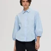 SELECTED BOMULLSSYDD SKJORTA MED 3/4-ÄRMAR Blue Store